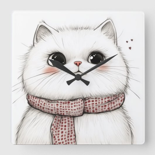 Zoete Perzische Kat Wandklok (Voorkant)