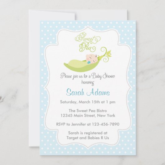 Zoete peul in een pod babyjongen - Uitnodiging (Voorkant)