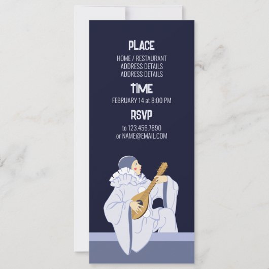 Zoete Pierrot clown spelen lute CC0165 Verjaardag Kaart (Achterkant)