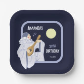 Zoete Pierrot clown spelen lute CC1271 verjaardag Papieren Bordje (Voorkant)