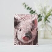 zoete pigletroze briefkaart (Staand voorkant)