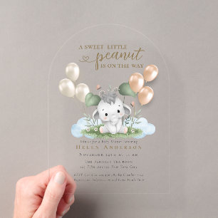 Zoete Pinda op Weg Neutrale Baby Shower Acryl Uitnodigingen