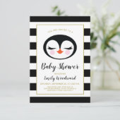 Zoete Pinguïn Gezicht Baby Shower Uitnodiging (Staand voorkant)
