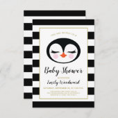 Zoete Pinguïn Gezicht Baby Shower Uitnodiging (Voorkant / Achterkant)