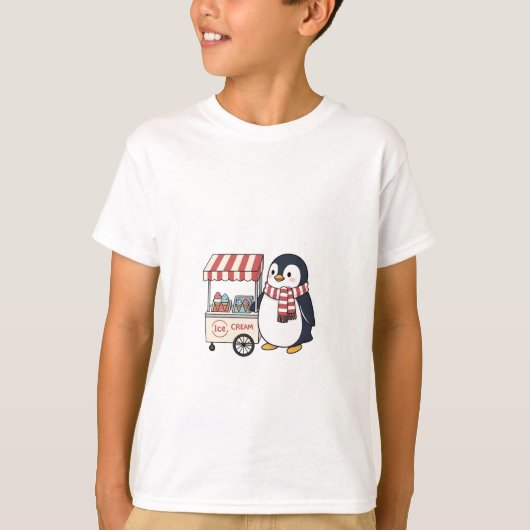 Zoete Pinguïn Ijs Kar Kinderen T-shirt (Voorkant)