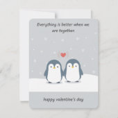 Zoete Pinguïn Koppel Cute Valentijnsdag Liefdeskaa Feestdagenkaart (Voorkant)