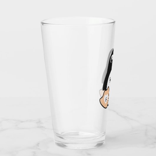 Zoete pinguïn met Jouw naam Glas (Rechts)