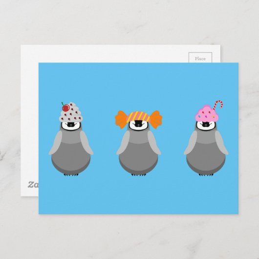Zoete pinguïns briefkaart (Voorkant / Achterkant)