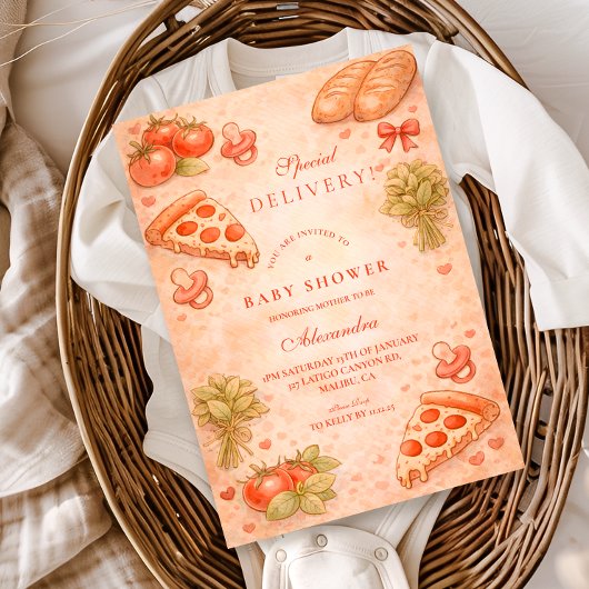 Zoete Pizza Baby Shower Kaart