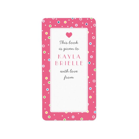Zoete Polkadot Bubble Boek Gift Bookplate Label (Voorkant)