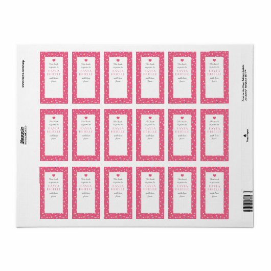 Zoete Polkadot Bubble Boek Gift Bookplate Label (Full Sheet)