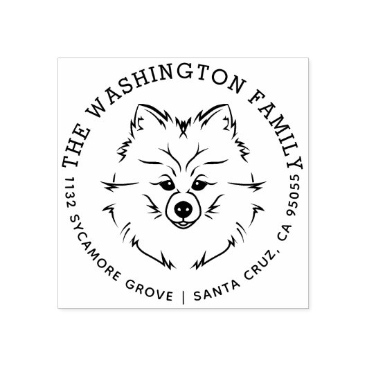 Zoete Pommerse Hond Familienaam Retouradres Rubberstempel (Afrduk)