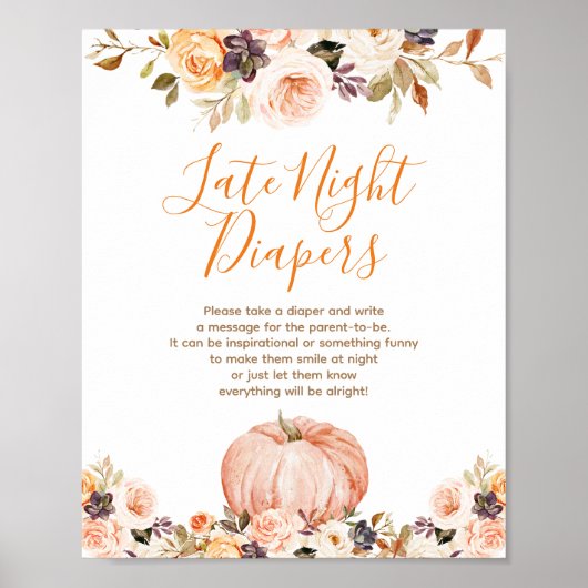 Zoete pompoen rustieke bloemen late nacht luiers poster (Voorkant)