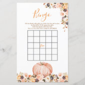 Zoete pompoen rustieke bloemen verjaardag bingo sp (Voorkant)