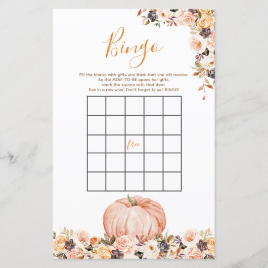 Zoete pompoen rustieke bloemen verjaardag bingo sp (Voorkant)
