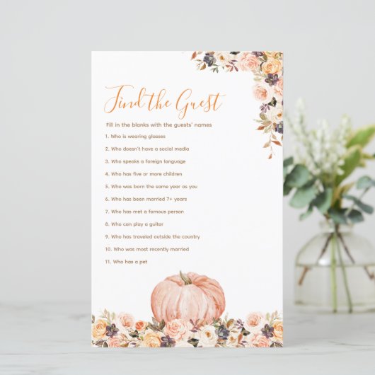 Zoete pompoen rustieke bloemen Vind de gast (Staand voorkant)