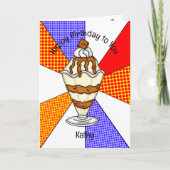 Zoete Pop Art Verjaardagskaart Ijs Sundae Kaart (Voorkant)