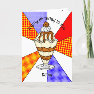 Zoete Pop Art Verjaardagskaart Ijs Sundae Kaart