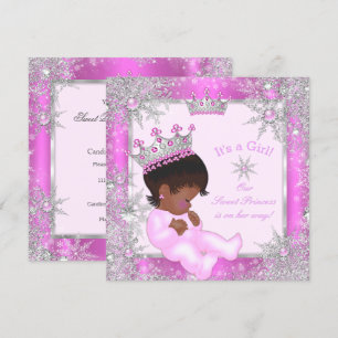 Zoete Prinses Baby Shower Sneeuwvlok Roze Etnisch Kaart