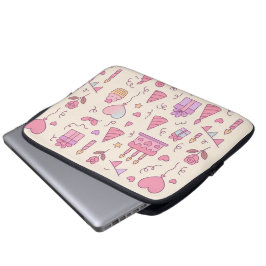 Zoete Prinsessen Feest Viering Patroon Laptop Sleeve