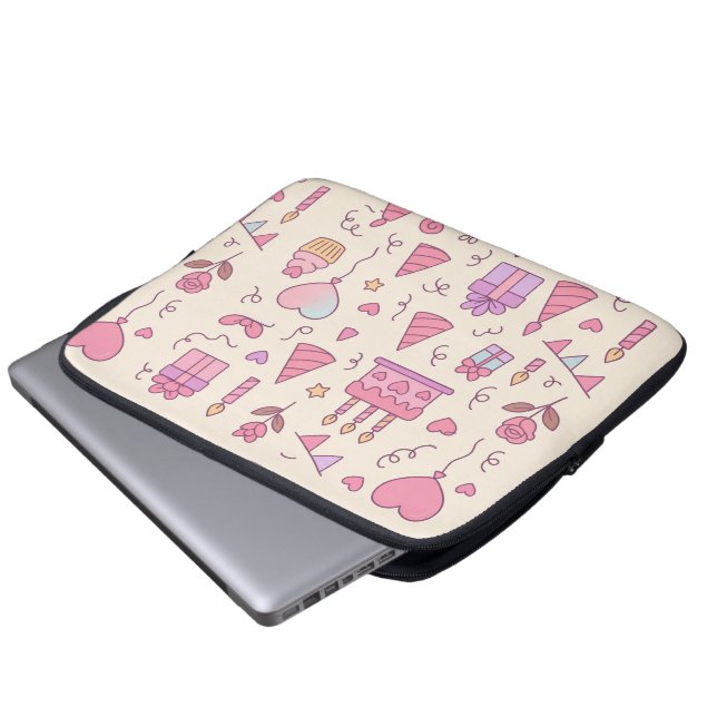 Zoete Prinsessen Feest Viering Patroon Laptop Sleeve (Voorkant onderkant)