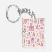 Zoete Prinsessen Feest Viering Patroon Sleutelhanger (Voorkant Links)