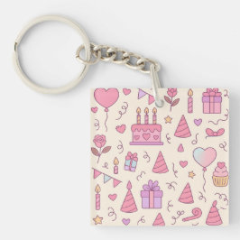 Zoete Prinsessen Feest Viering Patroon Sleutelhanger