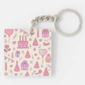 Zoete Prinsessen Feest Viering Patroon Sleutelhanger (Achterkant)