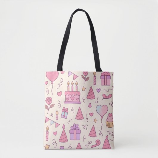 Zoete Prinsessen Feest Viering Patroon Tote Bag (Voorkant)
