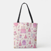 Zoete Prinsessen Feest Viering Patroon Tote Bag (Achterkant)