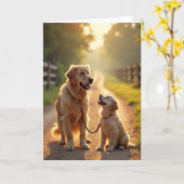 Zoete Pup Vaderdag Kaart (Gele Bloem)