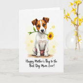 Zoete Puppy Bloemen Moederdagkaart Kaart (Gele Bloem)