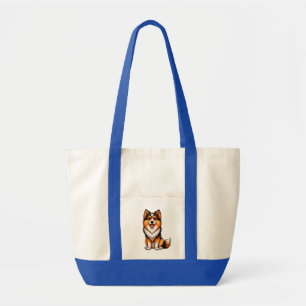 Zoete Puppy IJslandse Schapen hond Cartoon Kunstwe Tote Bag