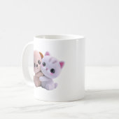 Zoete Puppy Kitten Omhelzing Koffiemok (Voorkant links)