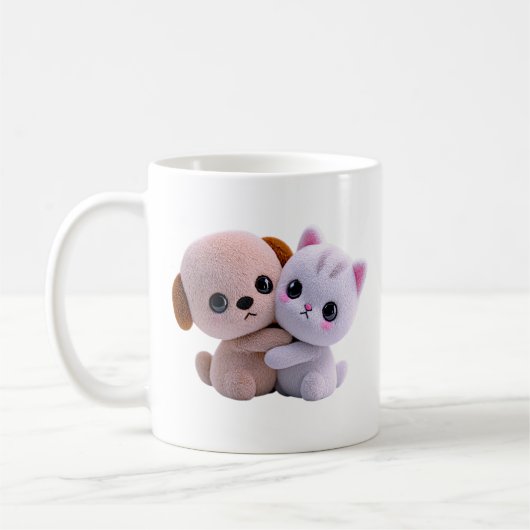 Zoete Puppy Kitten Omhelzing Koffiemok (Links)