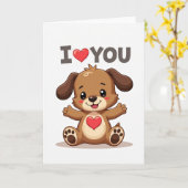 Zoete Puppy Liefde Kaart (Gele Bloem)