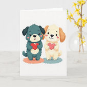 Zoete Puppy Liefde Kaart (Gele Bloem)