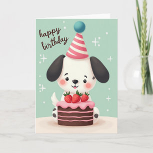 Zoete Puppy Taart Kaart