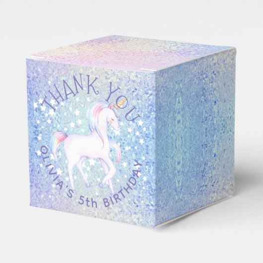 Zoete Rainbow Eenhoorn Glittery Verjaardag Party N Bedankdoosjes (Voorkant Zijde)
