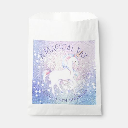 Zoete Rainbow Eenhoorn Glittery Verjaardag Party N Bedankzakje (Voorkant)