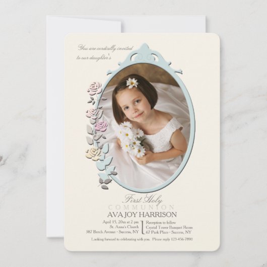 Zoete reflectie foto Eerste Heilige Communie Kaart (Voorkant)