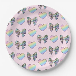 zoete regenboog harten pastel kleurverloop patroon papieren bordje
