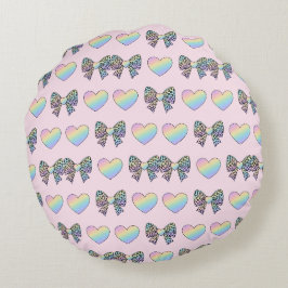 zoete regenboog harten pastel kleurverloop patroon rond kussen