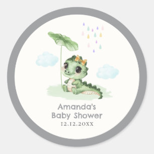 Zoete Regendruppel Kleine Draak Baby Shower Ronde Sticker
