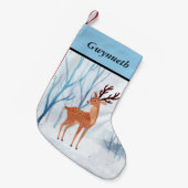 Zoete renderDoe in een sneeuwbos Kleine Kerstsok (Voorkant (Hangend))