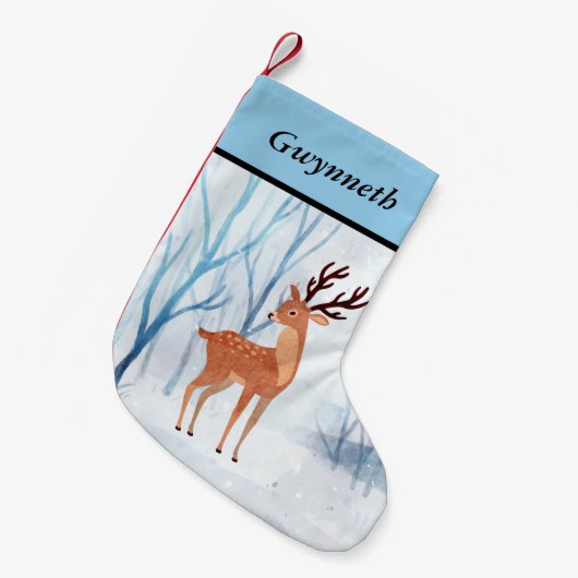 Zoete renderDoe in een sneeuwbos Kleine Kerstsok (Voorkant (Hangend))