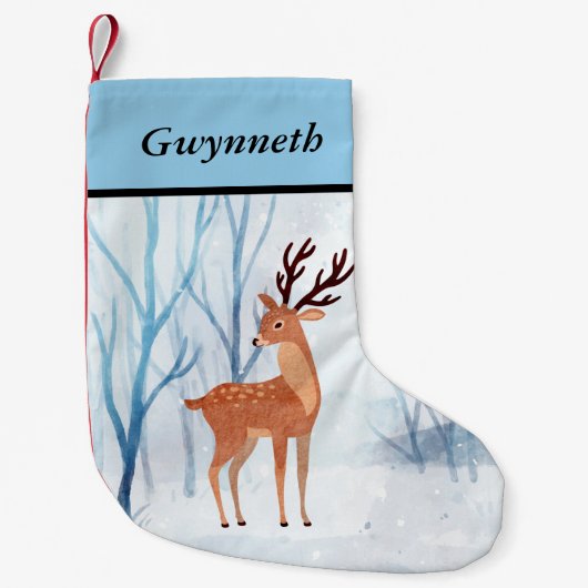 Zoete renderDoe in een sneeuwbos Kleine Kerstsok (Voorkant)