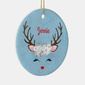 Zoete rendieren Eyelashes en Antlers met bloemen Keramisch Ornament (Rechts)
