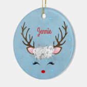 Zoete rendieren Eyelashes en Antlers met bloemen Keramisch Ornament (Links)