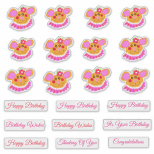 Zoete rode en roze teddybeer verjaardag sticker